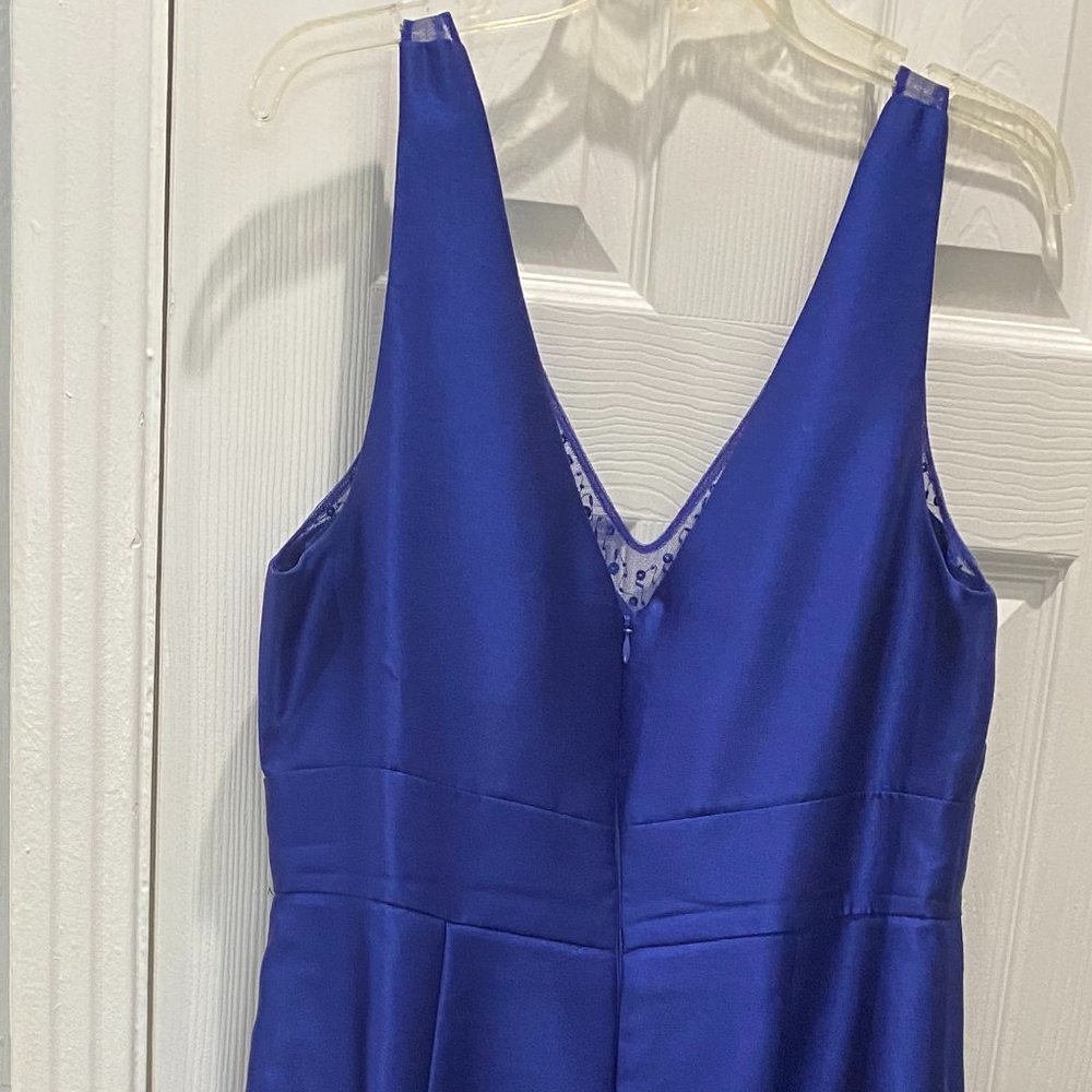Adrianna Papell Blue Beaded Mikado Satin Gown - Picture 4 of 7